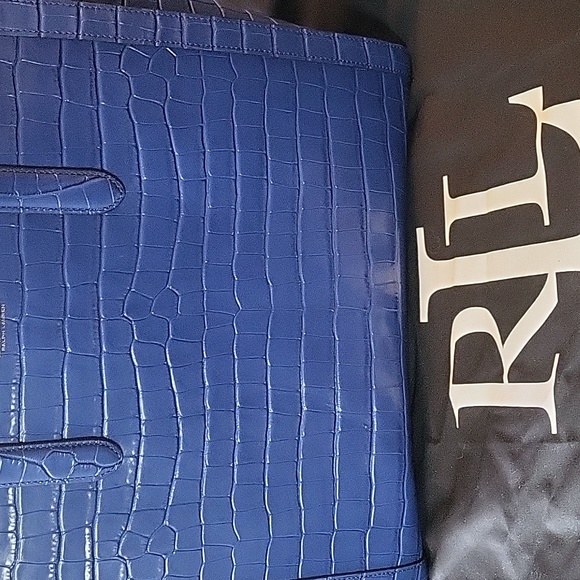 Ralph Lauren leather embossed royal blue tote bag with shoulder strap & dust bag - Picture 8 of 8